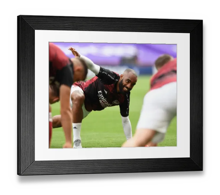 Framed Print : Arsenal's Alexandre Lacazette Prepares for Empty FA Cup Final Against Chelsea