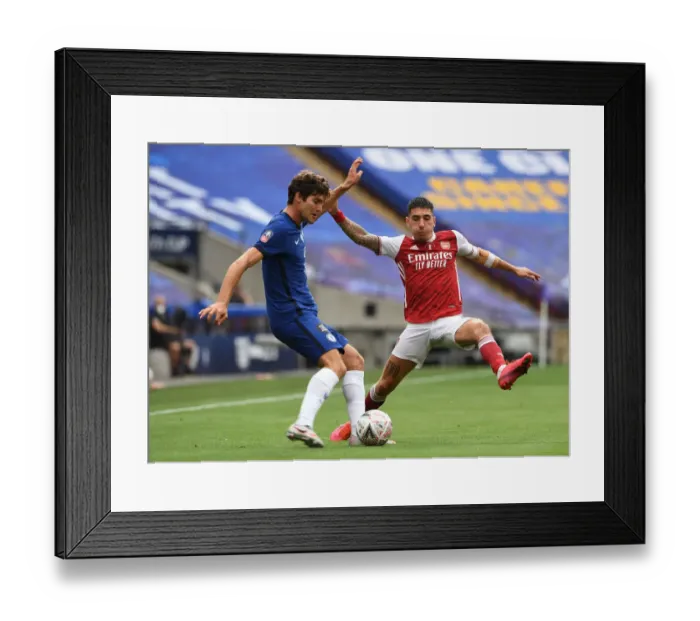 Framed Print : Arsenal vs. Chelsea FA Cup Final: Empty Rivalry - Bellerin vs. Alonso (2020)