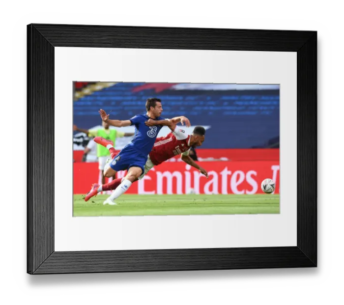 Framed Print : Arsenal vs. Chelsea FA Cup Final: Aubameyang's Controversial Penalty at Empty Wembley Amidst Coronavirus Pandemic Framed Print : Arsenal vs. Chelsea FA Cup Final: Aubameyang's Controversial Penalty at Empty Wembley Amidst Coronavirus Pandemic