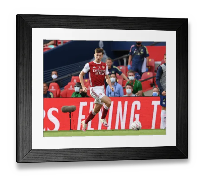 Framed Print : Arsenal's Kieran Tierney at Empty FA Cup Final Against Chelsea, 2020