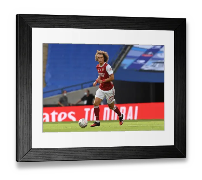 Framed Print : Arsenal's David Luiz at Empty FA Cup Final vs Chelsea, 2020