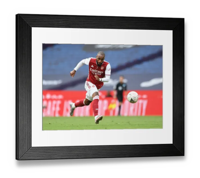 Framed Print : Arsenal's Alexandre Lacazette at Empty FA Cup Final vs Chelsea, 2020 Framed Print : Arsenal's Alexandre Lacazette at Empty FA Cup Final vs Chelsea, 2020