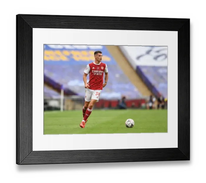 Framed Print : Arsenal's Granit Xhaka at Empty FA Cup Final vs. Chelsea (2020) Framed Print : Arsenal's Granit Xhaka at Empty FA Cup Final vs. Chelsea (2020)