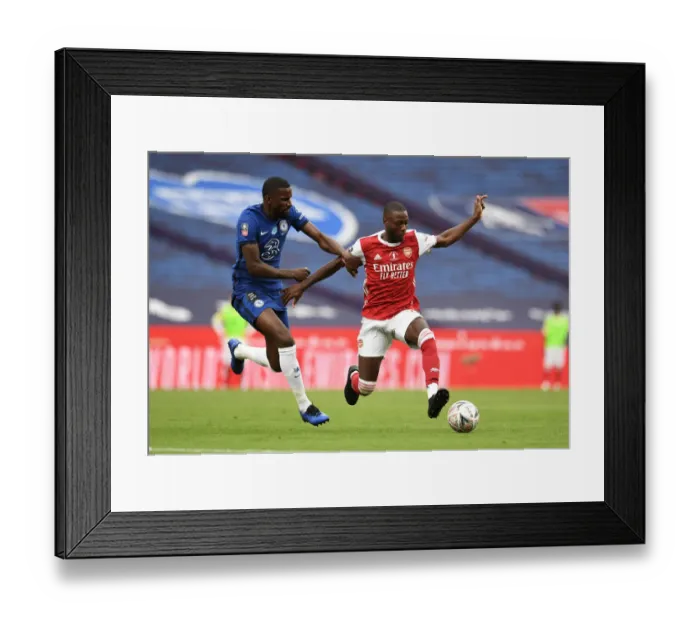 Framed Print : Arsenal vs. Chelsea FA Cup Final: Empty Rivalry at Wembley Amidst the Pandemic