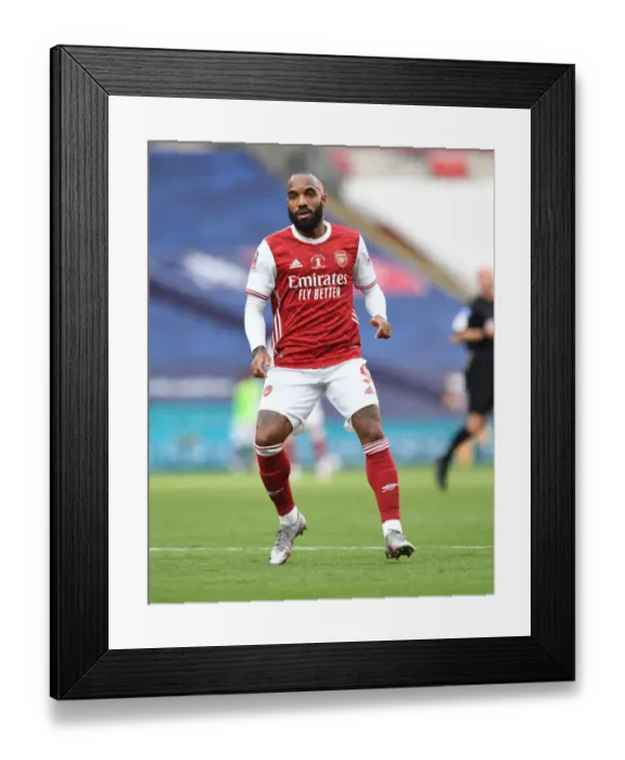 Framed Print : Arsenal's Alexandre Lacazette at Empty FA Cup Final Against Chelsea, 2020 Framed Print : Arsenal's Alexandre Lacazette at Empty FA Cup Final Against Chelsea, 2020