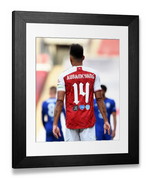 Framed Print : Arsenal's Aubameyang at Empty FA Cup Final Against Chelsea, 2020