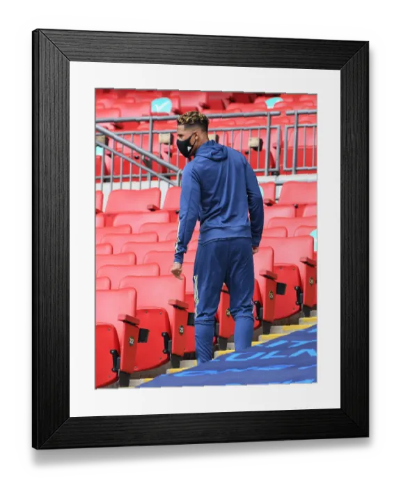 Framed Print : Arsenal's William Saliba at Empty FA Cup Final Against Chelsea, 2020