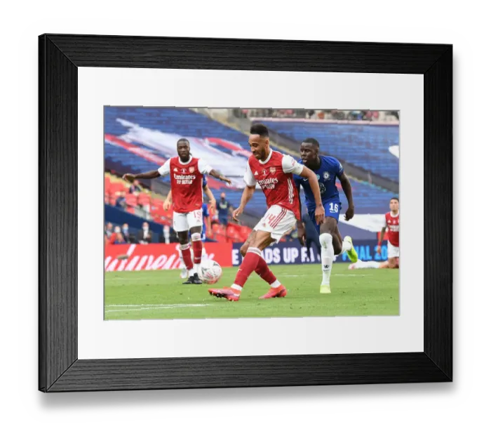 Framed Print : Arsenal's Aubameyang Scores Historic FA Cup Goal in Empty Wembley Stadium (Arsenal vs. Chelsea, 2020) Framed Print : Arsenal's Aubameyang Scores Historic FA Cup Goal in Empty Wembley Stadium (Arsenal vs. Chelsea, 2020)