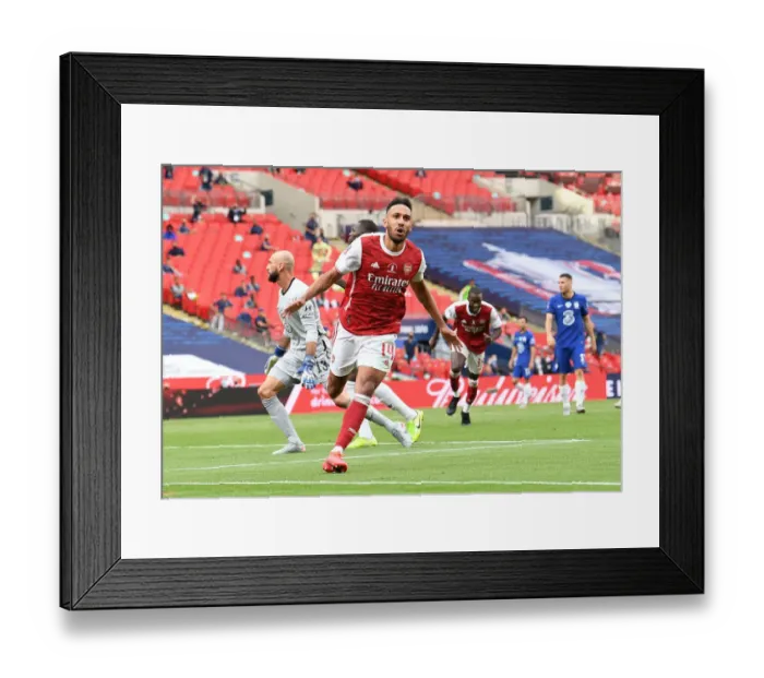 Framed Print : Arsenal's Aubameyang Scores in Empty FA Cup Final: Arsenal 2-0 Chelsea (2020) Framed Print : Arsenal's Aubameyang Scores in Empty FA Cup Final: Arsenal 2-0 Chelsea (2020)