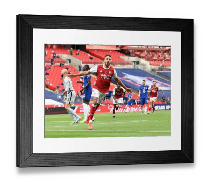 Framed Print : Arsenal's Aubameyang Scores in Empty FA Cup Final: Arsenal 2-0 Chelsea (2020)