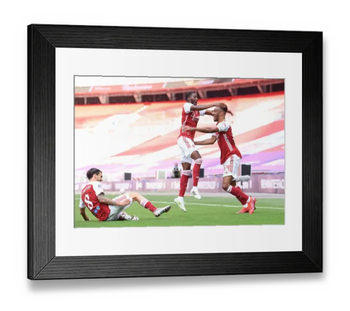 Framed Print : Arsenal's Aubameyang Scores in Empty FA Cup Final Against Chelsea Framed Print : Arsenal's Aubameyang Scores in Empty FA Cup Final Against Chelsea