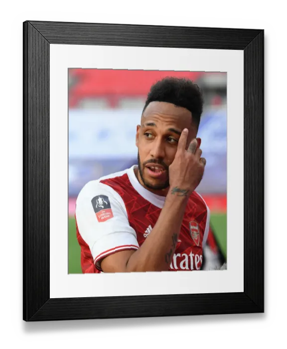 Framed Print : Arsenal's Aubameyang Celebrates Empty FA Cup Victory at Wembley Stadium (2020)