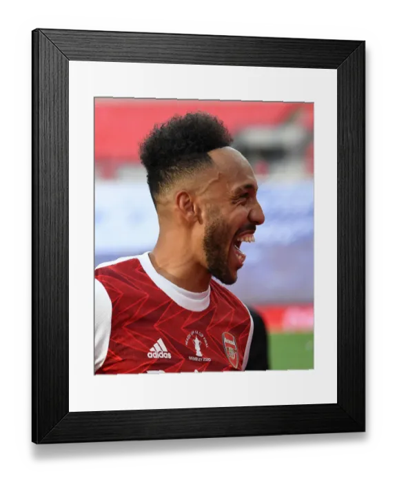 Framed Print : Arsenal's Aubameyang Celebrates Solo FA Cup Victory at Empty Wembley Stadium Framed Print : Arsenal's Aubameyang Celebrates Solo FA Cup Victory at Empty Wembley Stadium