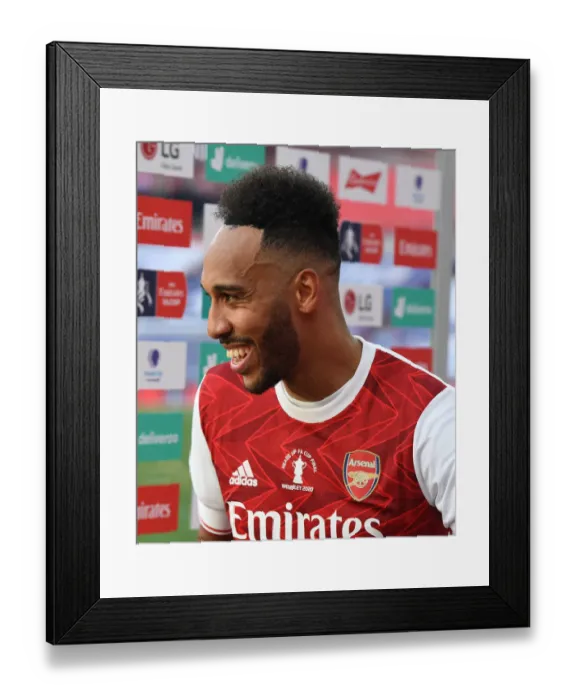 Framed Print : Arsenal's Aubameyang Celebrates Empty FA Cup Victory Amidst Coronavirus Pandemic Framed Print : Arsenal's Aubameyang Celebrates Empty FA Cup Victory Amidst Coronavirus Pandemic