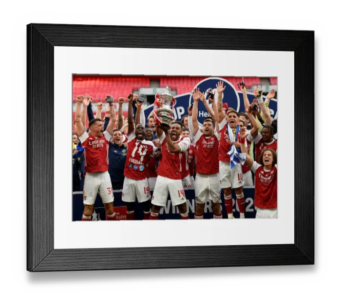 Framed Print : Arsenal's Aubameyang Lifts FA Cup After Empty Arsenal v Chelsea Final Framed Print : Arsenal's Aubameyang Lifts FA Cup After Empty Arsenal v Chelsea Final