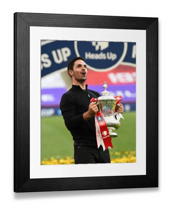 Framed Print : Mikel Arteta Lifts Empty FA Cup: Arsenal's Victory Over Chelsea in an Empty Wembley Stadium Framed Print : Mikel Arteta Lifts Empty FA Cup: Arsenal's Victory Over Chelsea in an Empty Wembley Stadium