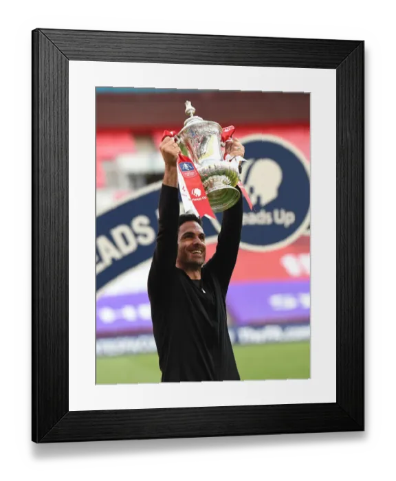Framed Print : Arsenal's Mikel Arteta Lifts Empty FA Cup After Historic Victory over Chelsea (FA Cup Final 2020: Behind Closed Doors) Framed Print : Arsenal's Mikel Arteta Lifts Empty FA Cup After Historic Victory over Chelsea (FA Cup Final 2020: Behind Closed Doors)