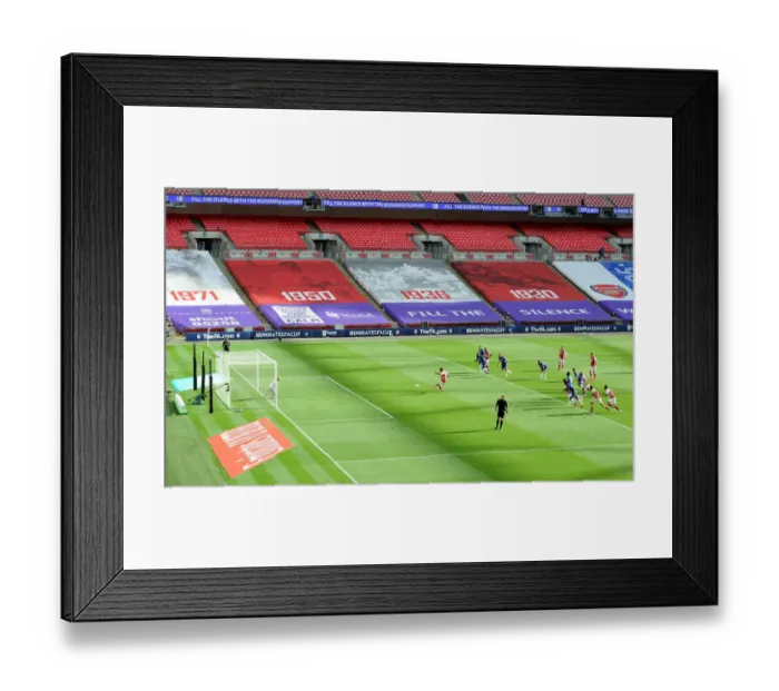 Framed Print : Arsenal's Aubameyang Scores Penalty in Empty FA Cup Final vs Chelsea, 2020 Framed Print : Arsenal's Aubameyang Scores Penalty in Empty FA Cup Final vs Chelsea, 2020