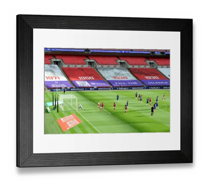 Framed Print : Arsenal's Aubameyang Scores Historic FA Cup Final Goal in Empty Wembley Stadium Against Chelsea Framed Print : Arsenal's Aubameyang Scores Historic FA Cup Final Goal in Empty Wembley Stadium Against Chelsea