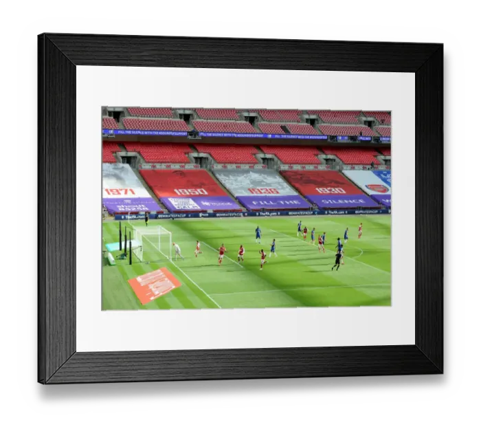 Framed Print : Arsenal's Aubameyang Scores Historic Empty FA Cup Final Goal Against Chelsea