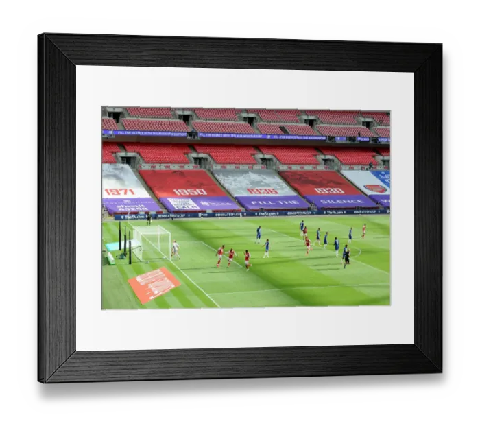 Framed Print : Arsenal's Aubameyang Scores First Goal in Empty FA Cup Final Against Chelsea