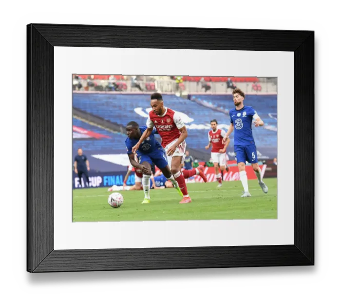 Framed Print : Arsenal's Aubameyang Scores Second Goal Against Chelsea in Empty FA Cup Final Framed Print : Arsenal's Aubameyang Scores Second Goal Against Chelsea in Empty FA Cup Final