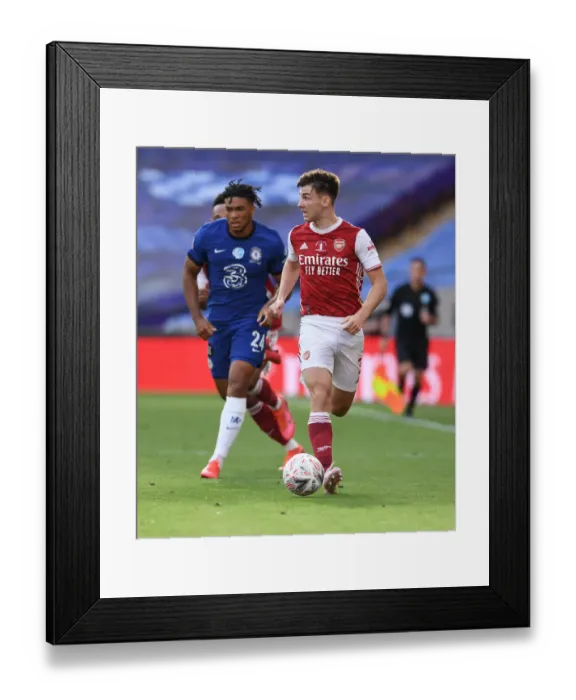 Framed Print : Arsenal's Kieran Tierney at Empty FA Cup Final Against Chelsea, 2020 Framed Print : Arsenal's Kieran Tierney at Empty FA Cup Final Against Chelsea, 2020