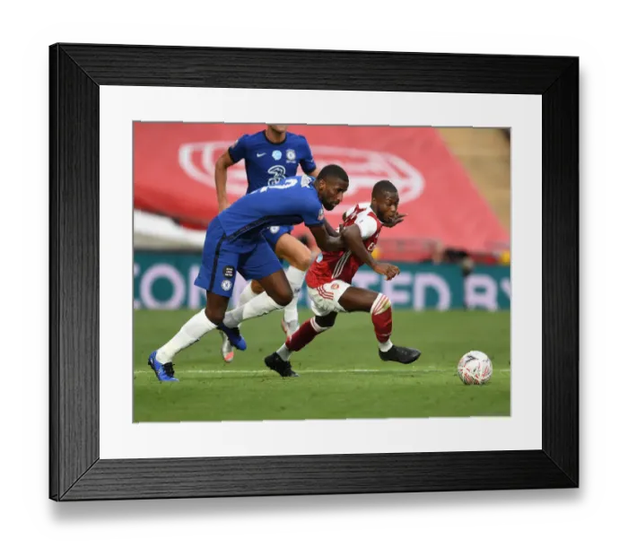Framed Print : FA Cup Final Showdown: Empty Wembley Thriller - Pepe vs. Rudiger: Arsenal vs. Chelsea in an Echoing Stadium Framed Print : FA Cup Final Showdown: Empty Wembley Thriller - Pepe vs. Rudiger: Arsenal vs. Chelsea in an Echoing Stadium