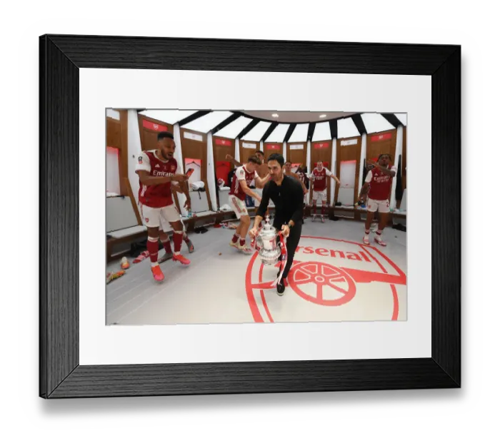 Framed Print : Arsenal's Empty Glory: Mikel Arteta Celebrates FA Cup Victory Over Chelsea at Deserted Wembley, 2020