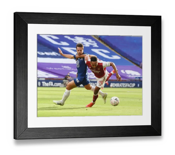 Framed Print : Arsenal vs. Chelsea FA Cup Final: Aubameyang Penalty Drama Amid Empty Wembley Stadium