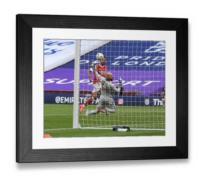Framed Print : Arsenal's Aubameyang Scores Empty FA Cup Final Goal Against Chelsea (2020) Framed Print : Arsenal's Aubameyang Scores Empty FA Cup Final Goal Against Chelsea (2020)