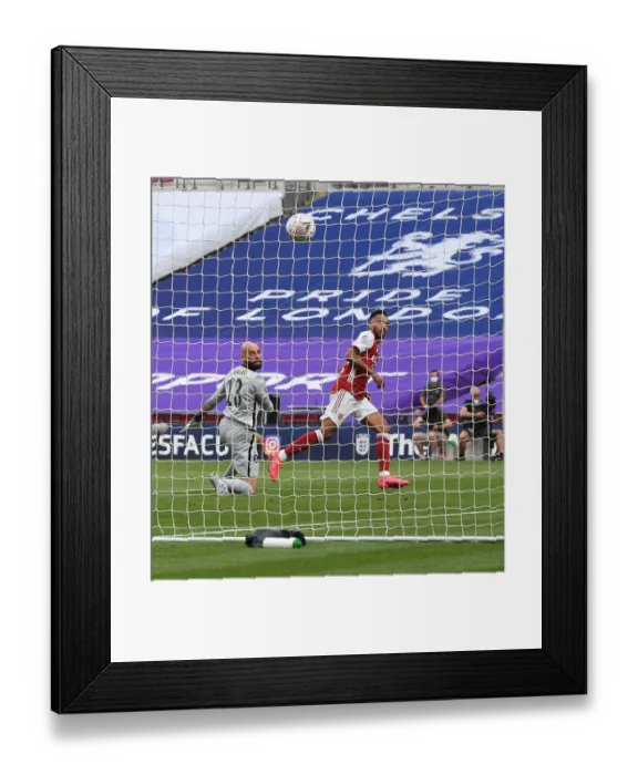 Framed Print : Arsenal's Aubameyang Scores in Empty FA Cup Final: Arsenal vs. Chelsea (2020) Framed Print : Arsenal's Aubameyang Scores in Empty FA Cup Final: Arsenal vs. Chelsea (2020)