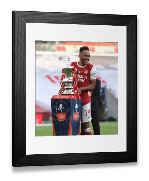 Framed Print : Arsenal's Aubameyang Celebrates FA Cup Victory Over Chelsea in Empty Wembley Stadium (2020)
