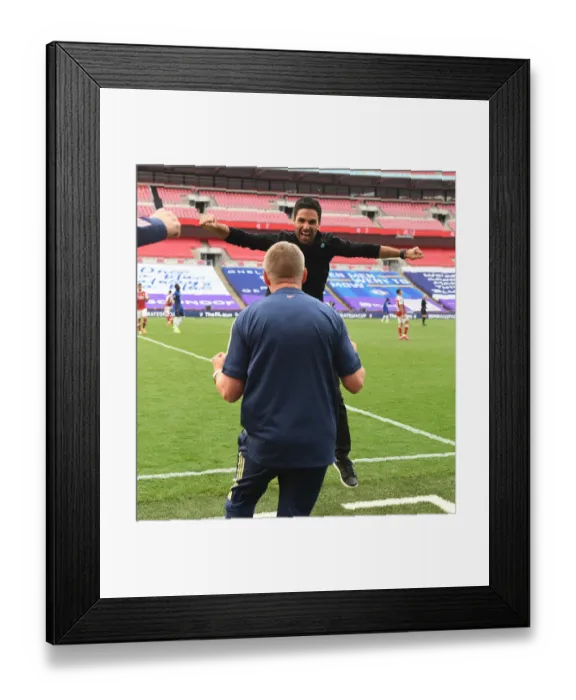 Framed Print : Arsenal's Empty FA Cup Victory: Mikel Arteta Celebrates at Wembley Amidst the Pandemic Framed Print : Arsenal's Empty FA Cup Victory: Mikel Arteta Celebrates at Wembley Amidst the Pandemic