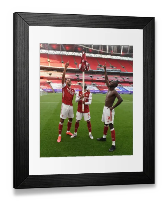 Framed Print : Arsenal FA Cup Victory: Aubameyang, Lacazette, Pepe Celebrate Empty Wembley Triumph Over Chelsea