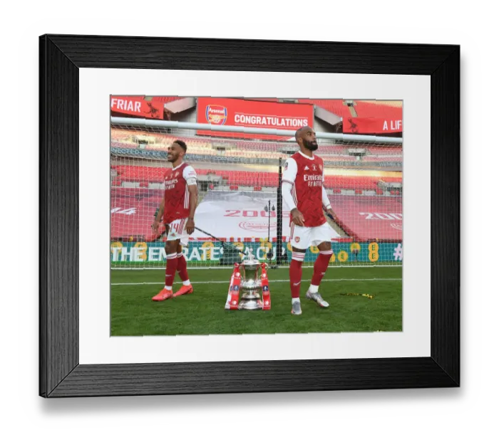 Framed Print : Arsenal FC: Aubameyang and Lacazette Lift FA Cup After Arsenal's Victory Over Chelsea (FA Cup Final 2020) Framed Print : Arsenal FC: Aubameyang and Lacazette Lift FA Cup After Arsenal's Victory Over Chelsea (FA Cup Final 2020)