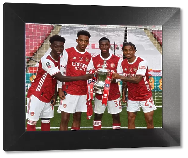 Arsenal's Empty Wembley FA Cup Victory: Saka, Willock, Nketiah, and Nelson Celebrate Over Chelsea, 2020