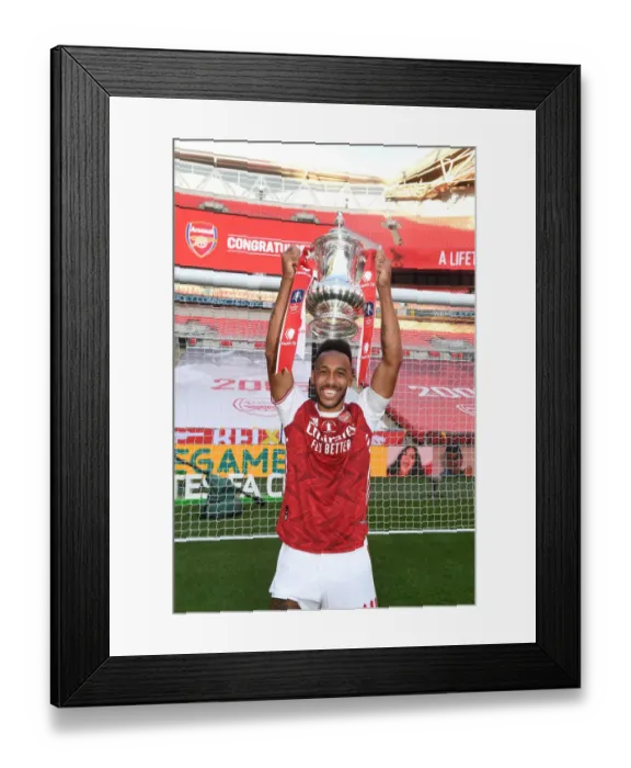 Framed Print : Arsenal's Aubameyang Celebrates FA Cup Victory Over Chelsea in Empty Wembley Amidst Coronavirus Pandemic