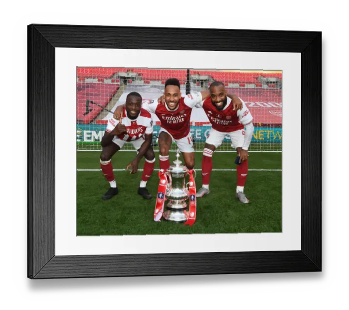 Framed Print : Arsenal's Aubameyang, Lacazette, and Pepe Celebrate FA Cup Victory Amid Empty Wembley Stadium (Arsenal v Chelsea, 2020) Framed Print : Arsenal's Aubameyang, Lacazette, and Pepe Celebrate FA Cup Victory Amid Empty Wembley Stadium (Arsenal v Chelsea, 2020)