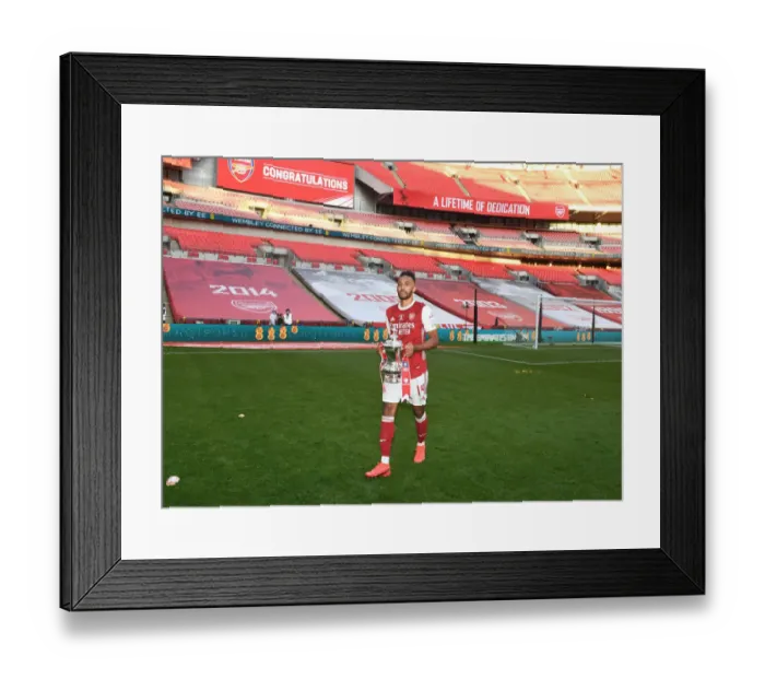 Framed Print : Arsenal's Aubameyang Celebrates FA Cup Victory over Chelsea in Empty Wembley