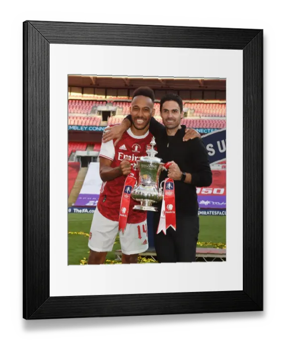 Framed Print : Arsenal's Arteta and Aubameyang Celebrate FA Cup Victory Over Chelsea in Empty Wembley Stadium Framed Print : Arsenal's Arteta and Aubameyang Celebrate FA Cup Victory Over Chelsea in Empty Wembley Stadium