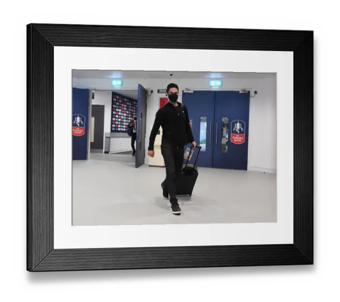 Framed Print : Arsenal's Empty FA Cup Final: Mikel Arteta at Wembley Amid Coronavirus Pandemic (Arsenal vs. Chelsea, 2020)