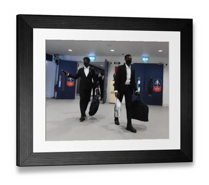 Framed Print : Arsenal's Bukayo Saka and Eddie Nketiah Before Empty FA Cup Final vs Chelsea (2020)