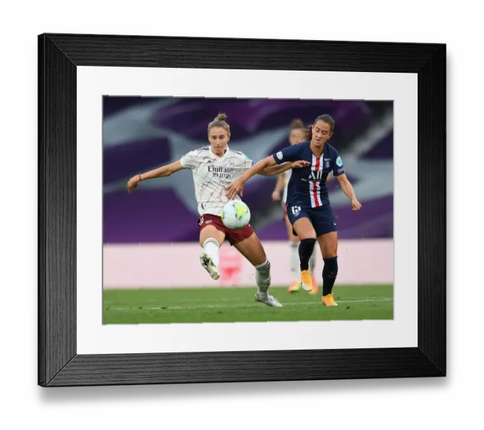Framed Print : Arsenal's Vivianne Miedema Fights for Control in UEFA Women's Champions League: Arsenal vs. Paris Saint-Germain