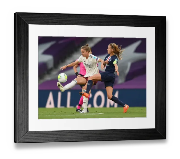 Framed Print : Miedema vs. Paredes: A Star-Studded Clash in the UEFA Women's Champions League Quarterfinals: Arsenal vs. Paris Saint-Germain Framed Print : Miedema vs. Paredes: A Star-Studded Clash in the UEFA Women's Champions League Quarterfinals: Arsenal vs. Paris Saint-Germain