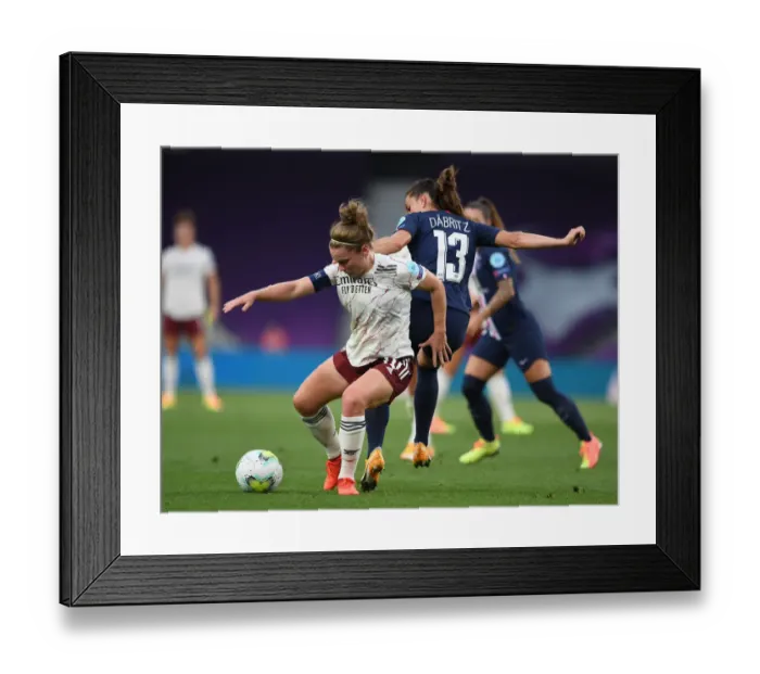 Framed Print : Arsenal vs. Paris Saint-Germain: A Champion's Showdown in the UEFA Women's Champions League Framed Print : Arsenal vs. Paris Saint-Germain: A Champion's Showdown in the UEFA Women's Champions League