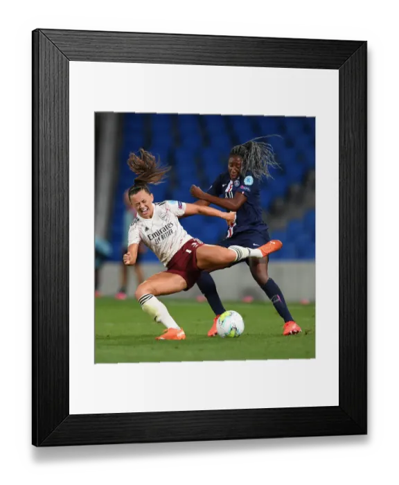 Framed Print : McCabe vs. Diani: A Showdown in the UWCL Quarterfinals - Arsenal vs. Paris Saint-Germain