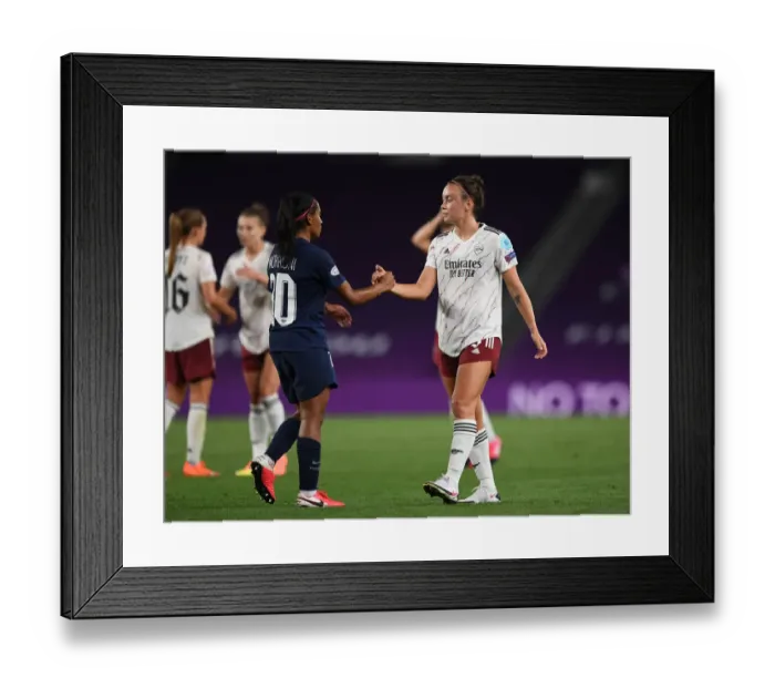 Framed Print : Champions League Showdown: Arsenal Women vs. Paris Saint-Germain - Caitlyn Foord and Perle Morroni