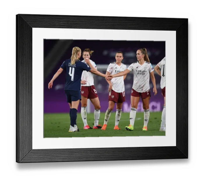Framed Print : Arsenal Women vs Paris Saint-Germain: A Battle in the UEFA Women's Champions League Quarterfinals Framed Print : Arsenal Women vs Paris Saint-Germain: A Battle in the UEFA Women's Champions League Quarterfinals