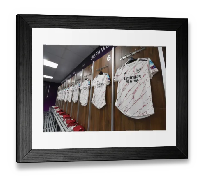 Framed Print : Arsenal Women vs Paris Saint-Germain: Quarterfinal Match Shirts, UEFA Champions League, San Sebastian 2020